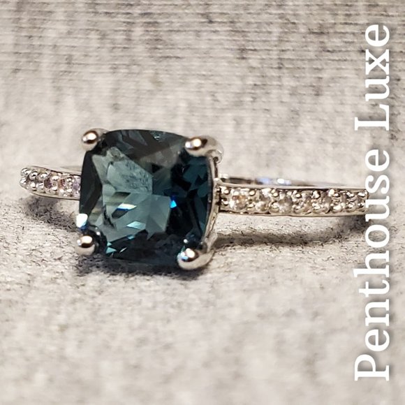 Peacock Blue Topaz Silver Ring - Picture 2 of 7